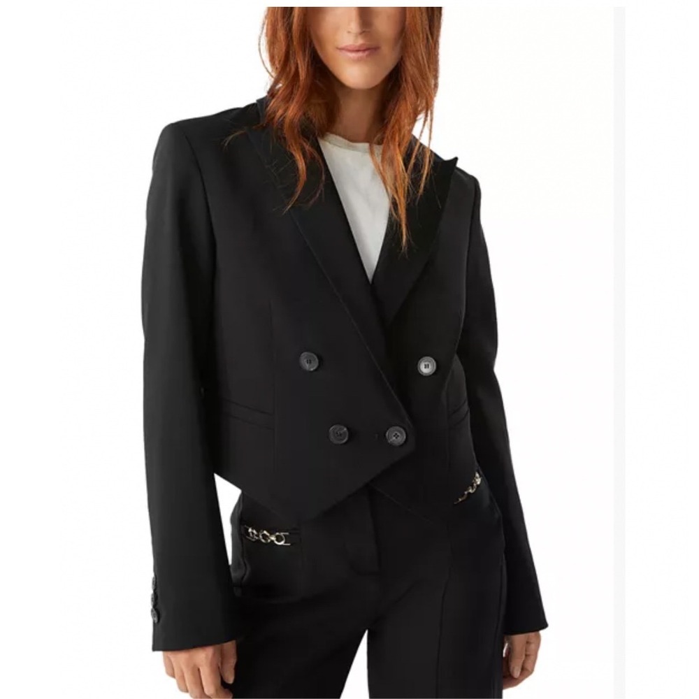 Ba&sh Women's Jack Double Breasted Wool-Blend Blazer Black Size XL